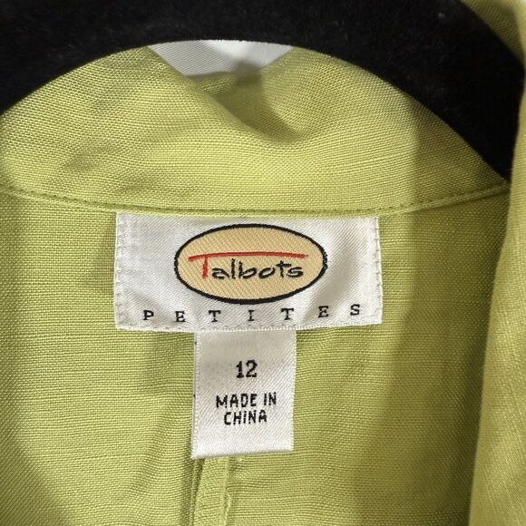 Talbots Linen Blend Jacket Women's 12 Petite Button Up Long Sleeve Lightweight - Picture 6 of 9